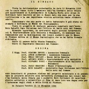 Nomina della commissione per il progetto del Museo di Preistoria (1945)	